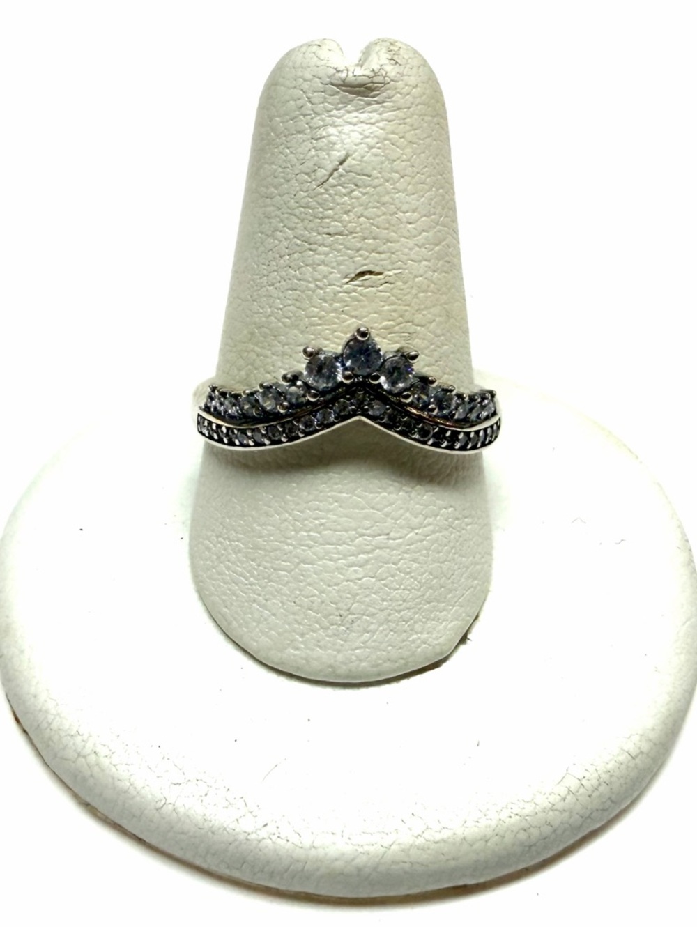 Pandora Sterling Silver ALE Princess Wishbone Cubic Zirconia Ring Size 9 (60)